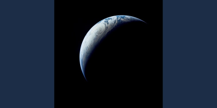 Image: This NASA handout photo shows Earth in November, 1967 when the uncrewed Apollo 4 test flight made a great ellipse around Earth.