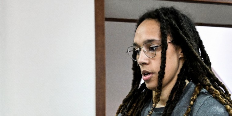 Brittney Griner arrives to a hearing at the Khimki Court outside Moscow on June 27, 2022.