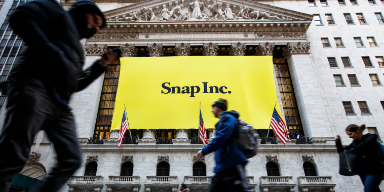 Signage for Snap Inc. at the New York Stock Exchange