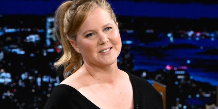 THE TONIGHT SHOW STARRING JIMMY FALLON -- Episode 1616 -- Pictured: Actress Amy Schumer during an interview on Wednesday, March 16, 2022 -- (Photo by: Todd Owyoung/NBC/NBCU Photo Bank via Getty Images)