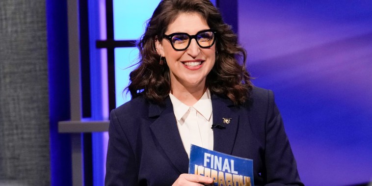 JEOPARDY! NATIONAL COLLEGE CHAMPIONSHIP - "Jeopardy! National College Championship," hosted by Mayim Bialik, debuts TUESDAY, FEB. 8 on ABC. Produced by Sony Pictures Television, "Jeopardy! National College Championship" is a multiconsecutive-night event that features 36 students from 36 colleges and universities from across the country, battling head-to-head for nine days of intense competition. (Casey Durkin/ABC via Getty Images)
MAYIM BIALIK