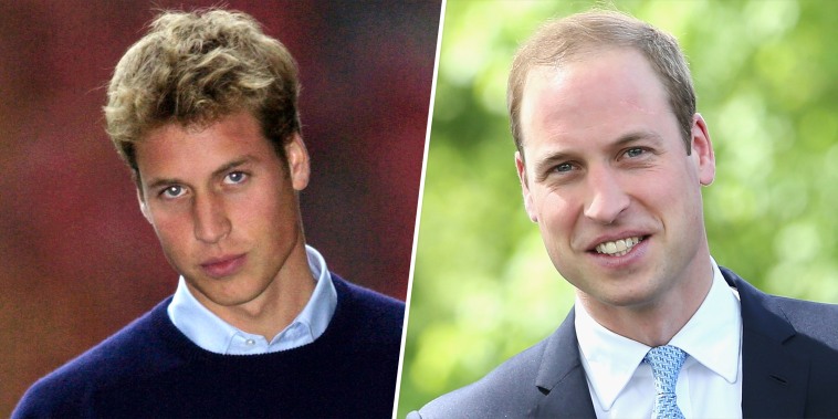 LEFT: ST ANDREW'S, SCOTLAND - SEPTEMBER 23:  Prince William, Dressed Casually Jeans And A Blue Jumper, Arriving For His First Day At St Andrews University In Scotland.  (Photo by Tim Graham Photo Library via Getty Images)    RIGHT: GOSPORT, ENGLAND - MAY 12:  Prince William, Duke of Cambridge arrives at the Royal Navy Submarine Museum on May 12, 2014 in Gosport, England.  (Photo by Chris Jackson - WPA Pool/Getty Images)