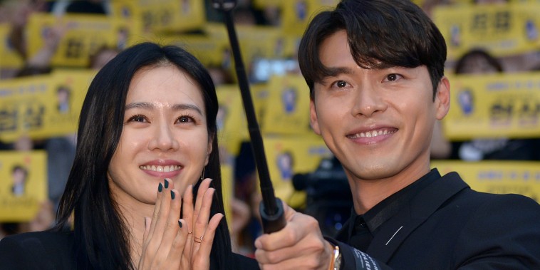 SEOUL, SOUTH KOREA - SEPTEMBER 03: Actress Son Ye-Jin and actor Hyun-Bin attend the film 'The Negotiation' showcase event at COEX Live Plaza on September 03, 2018 in Seoul, South Korea. (Photo by THE FACT/Imazins via Getty Images)
