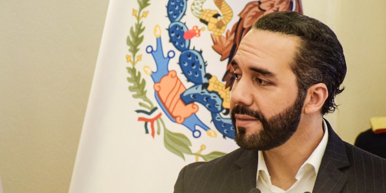President of El Salvador Nayib Bukele holds a press conference on May 6, 2022, in San Salvador.