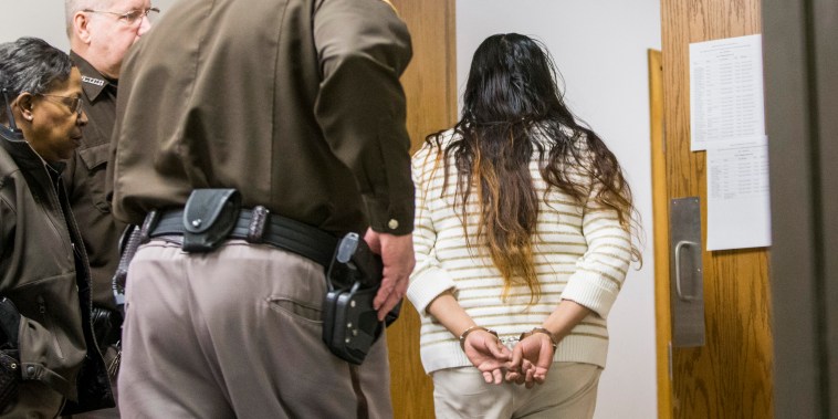 Purvi Patel is taken into custody after being sentenced to 20 years in prison for feticide and neglect of a dependent on March 30, 2015, at the St. Joseph County Courthouse in South Bend, Ind. Patel's sentence was later overturned.