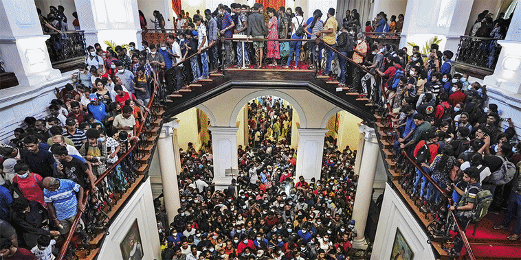 Protesters take over the official residence of Sri Lanka's President Gotabaya Rajapaska.