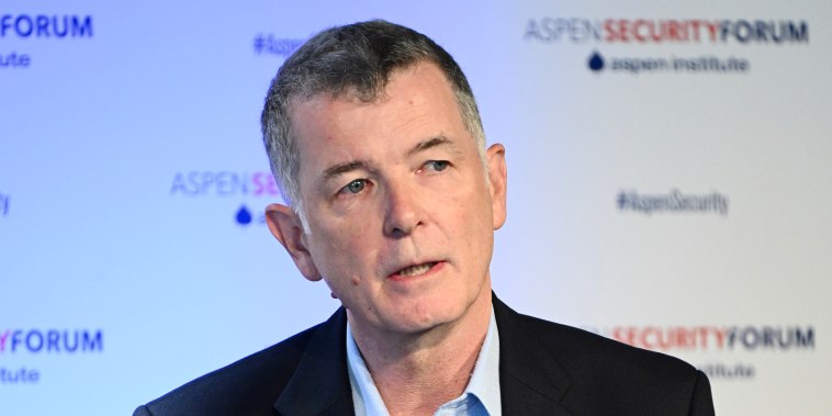 Richard Moore, the chief of MI6, speaks at the Aspen Security Forum in Aspen, Colo., on July 21, 2022.