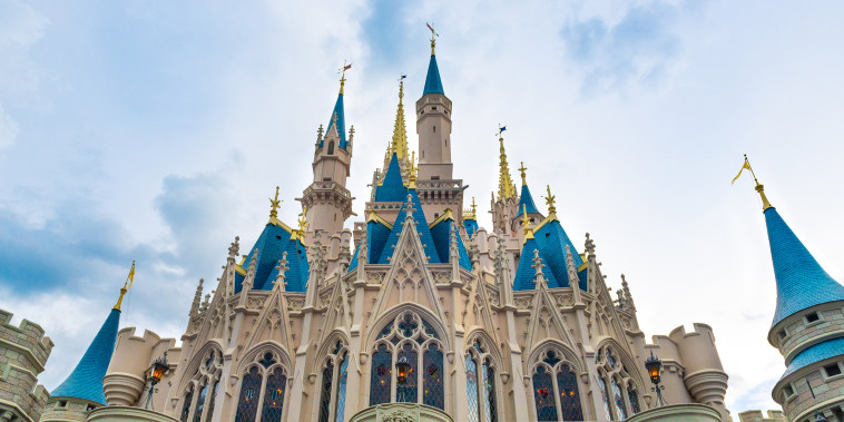 The Cinderella Castle during an overcast day is seen in the