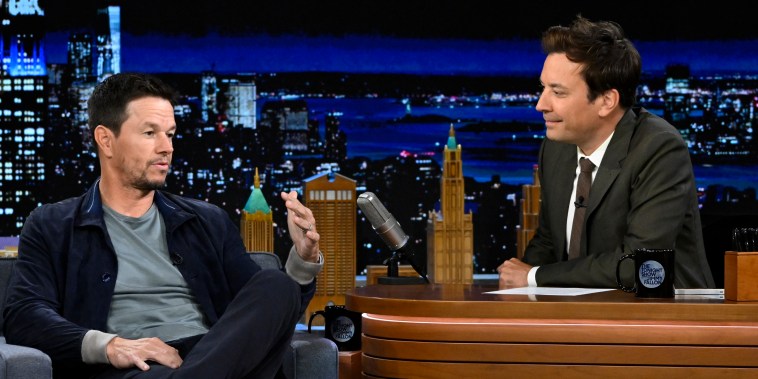 Mark Wahlberg during an interview with host Jimmy Fallon