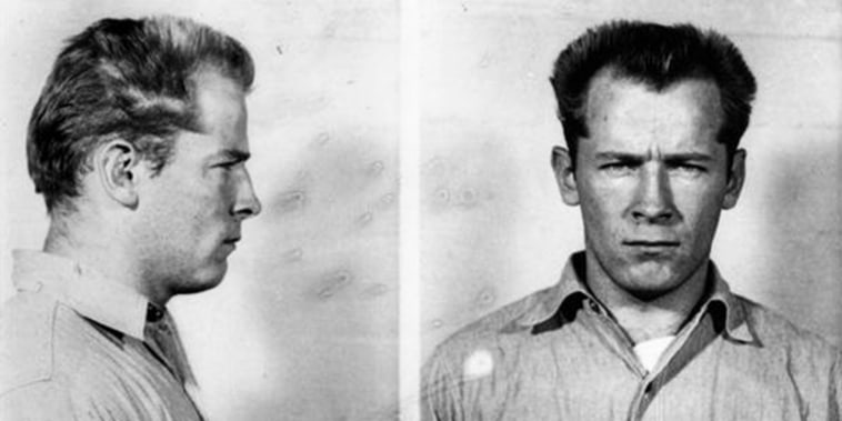 Image: Mugshots of Boston gangster James 'Whitey' Bulger, Jr. poses for a mugshot at Alcatraz on November 16, 1959 in San Francisco, Calif.