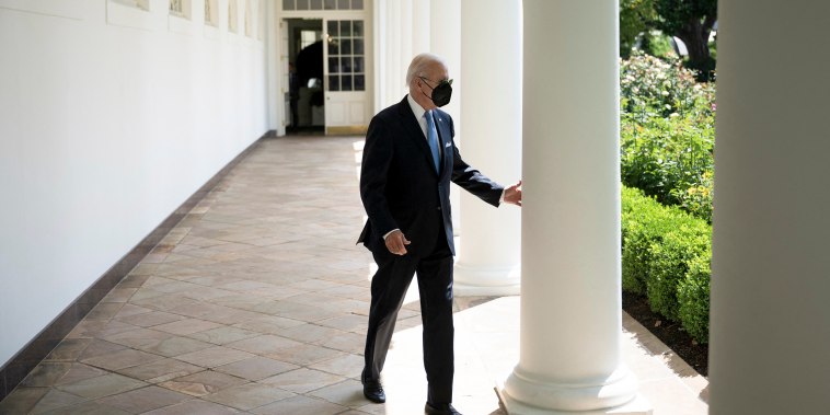 Image: President Joe Biden arrives to deliver remarks in the Rose Garden of the White House in Washington, D.C. on July 27, 2022.