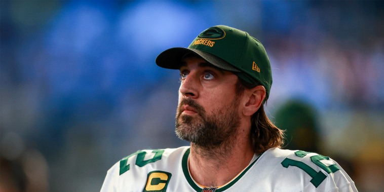 Image: Aaron Rodgers  at a practice prior to a game against the Detroit Lions at Ford Field on January 9, 2022 in Detroit, Mich.