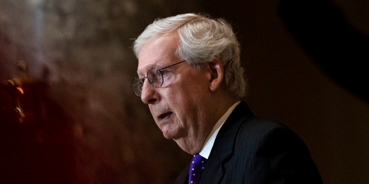 Senate Minority Leader Mitch McConnell, R-Ky., speaks at the Capitol on July 27, 2022.