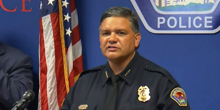 Albuquerque Police Chief Harold Medina speaks during a press conference at the Albuquerque Police Department in Albuquerque, N.M., on Aug. 9, 2022.