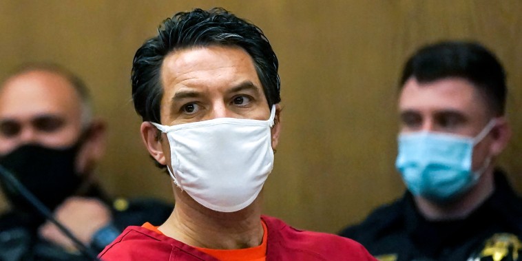 Scott Peterson listens during a hearing at the San Mateo County Superior Court in Redwood City, Calif., on Feb. 25, 2022.