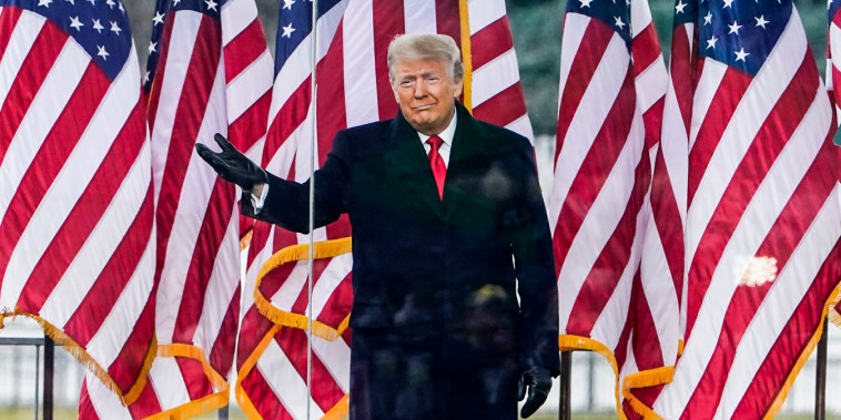 President Donald Trump arrives to speak at a rally in Washington on Jan. 6, 2021.