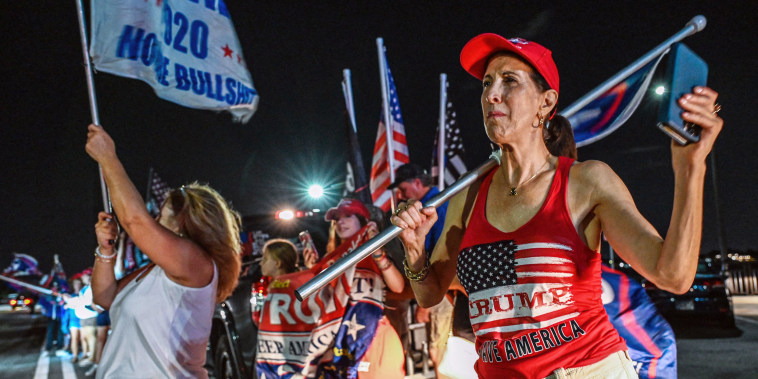 Image: Supporters of former President Donald Trump stand outside his residence in Mar-a-Lago, Palm Beach, Fla, on Aug. 8, 2022.