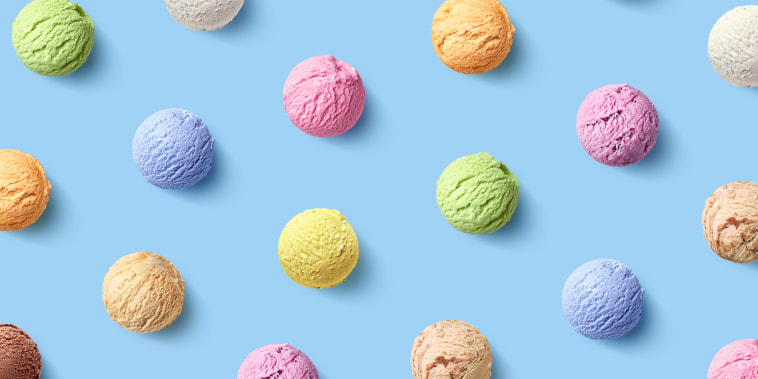Different colored scoops of ice cream
