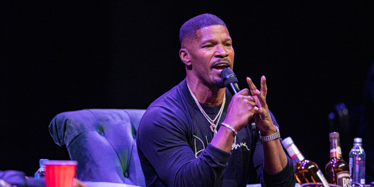 Foxx speaks on stage on the final night of "Jamie Foxx: Act Like You Got Some Sense Book Tour" on Oct. 22, 2021 in El Cajon, California.