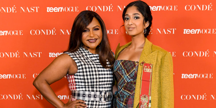 Mindy Kaling and Maitreyi Ramakrishnan at the Teen Vogue Summit on Dec. 4, 2021, in Los Angeles.