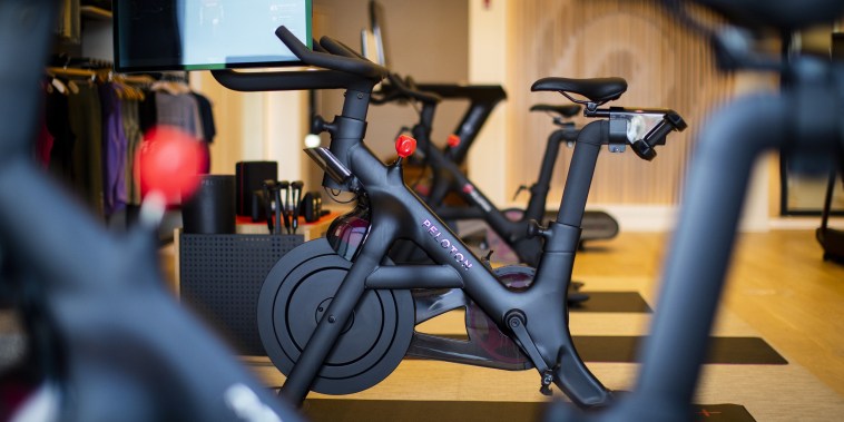 A Peloton stationary bike
