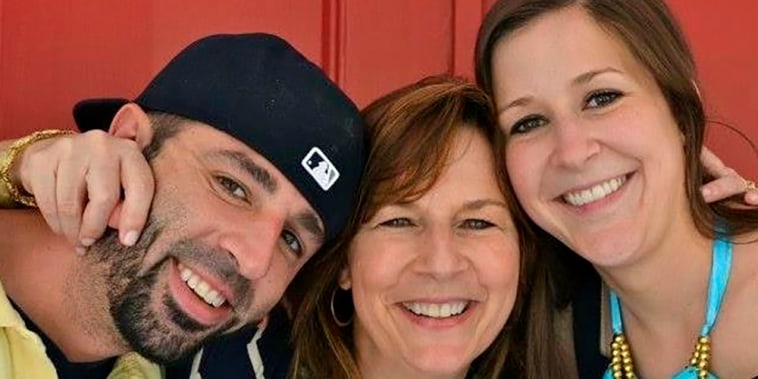 Nick Carusillo, left, with his mother, Tina Carusillo, center, and his sister, Jessica Long.