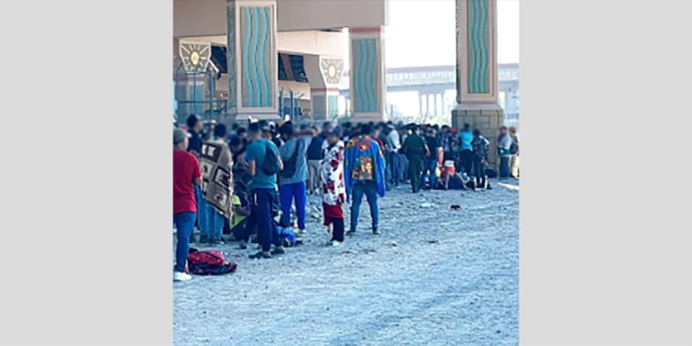 Migrants gather in El Paso, Texas.