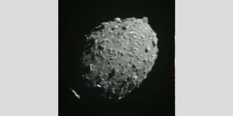 DART view of the Dimorphos asteroid right before impact.