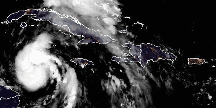 Hurricane Ian churns south of Cuba on Sept. 26, 2022.