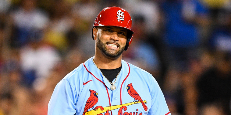 St. Louis Cardinals designated hitter Albert Pujols during a game against the Los Angeles Dodgers on Sept. 24, 2022, in Los Angeles.