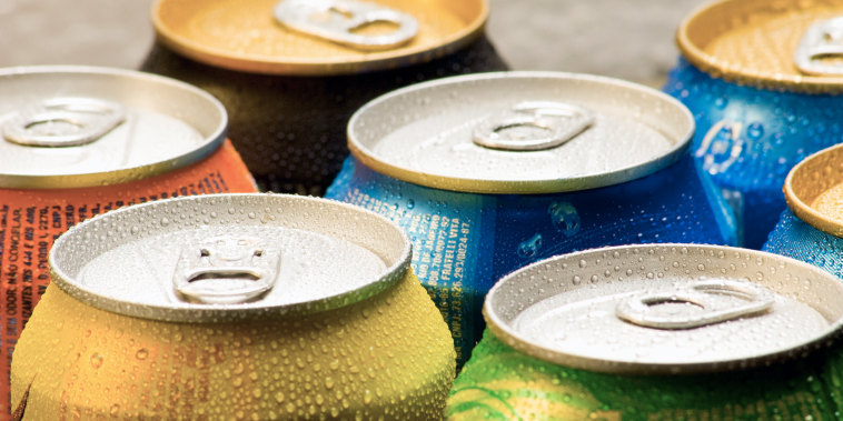 Cans of soft drink/