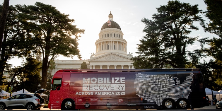 The Mobilize Recovery Bus visits Recovery Month Rally in front of the state capitol in Sacramento, California.