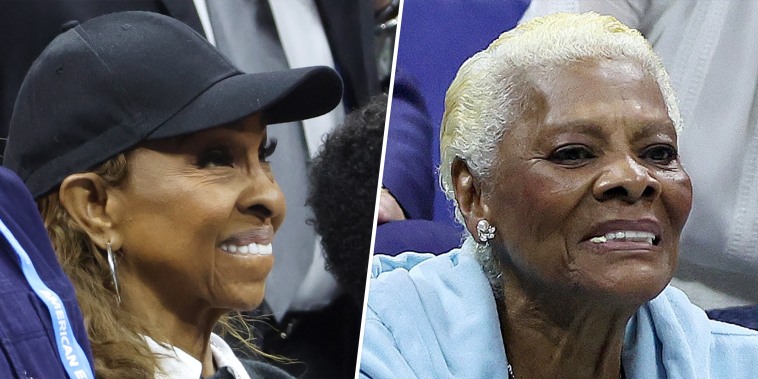 (R) Gladys Knight attends the victory of Serena Williams of USA on Day 1 of the US Open 2022, 4th Grand Slam of the season, at the USTA Billie Jean King National Tennis Center on August 29, 2022 in Queens, New York.

(L) Singer Dionne Warwick looks on during the Women's Singles Second Round match between Anett Kontaveit of Estonia and Serena Williams of the United States on Day Three of the 2022 US Open at USTA Billie Jean King National Tennis Center on August 31, 2022 in New York.