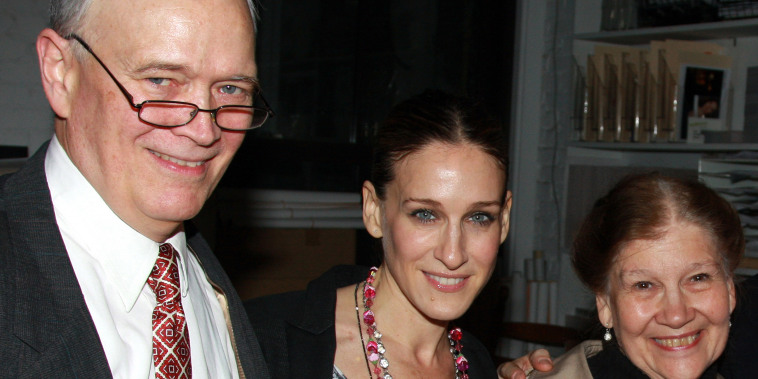 Sarah Jessica Parker with stepfather Paul Forste and mother Barbara Forste at the after-party for The Culture Project's "Betrayed" in 2008 in New York