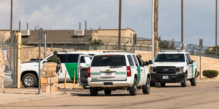 Vehicles drive in and out of the Ysleta Border Patrol Station in far East El Paso on Oct. 4, 2022.