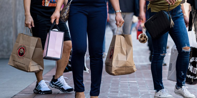 Shoppers carry bags in San Francisco