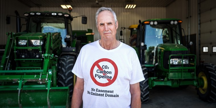 Ed Fischbach on his farm in Spink County, S.D., said no to the carbon pipeline on his land. 