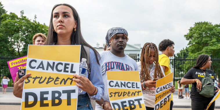 Student loan debt activists rally outside the White House