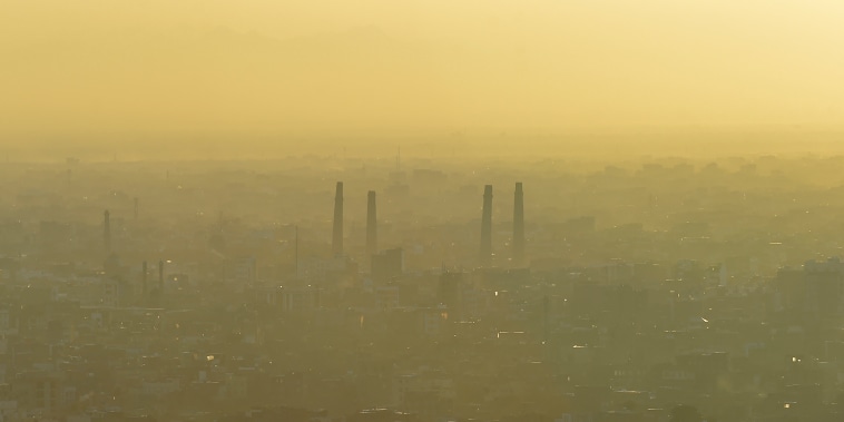 Smog fills the air in Herat, Afghanistan on Feb. 14, 2022.