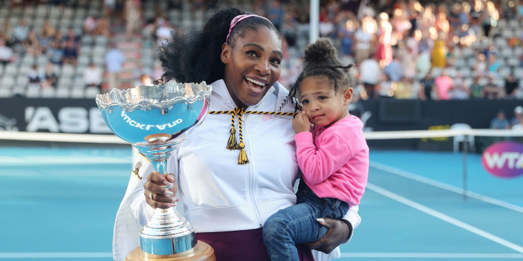 Serena Williams of the US with her daughter Alexis Olympia