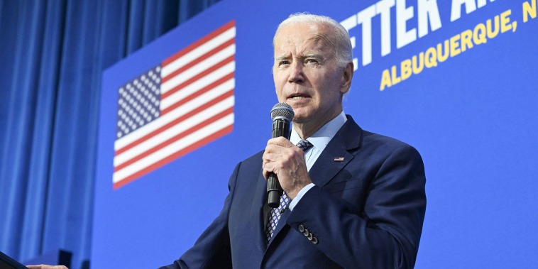 US President Joe Biden speaks at a rally hosted by the Democratic Party of New Mexico at Ted M. Gallegos Community Center in Albuquerque, New Mexico, on November 3, 2022.