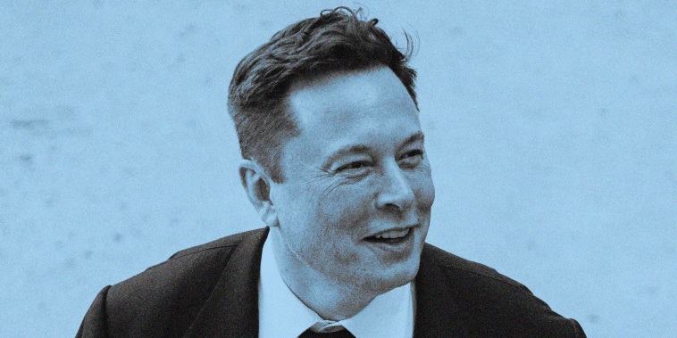 An illustration of Elon Musk with a blue overlay.