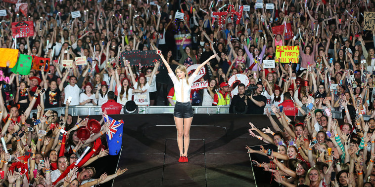 Seven-time Grammy winner Taylor Swift concluded the Australian leg of her RED tour, playing to a sold-out crowd of more than 40,000 fans, at Etihad Stadium on December 14, 2013 in Melbourne, Australia.  Swift is the first solo female artist in twenty years to undertake a national stadium concert tour of Australia, the last being Madonna in 1993.