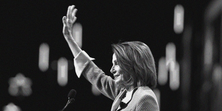 House Speaker Nancy Pelosi waves.
