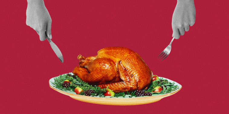 Illustration of turkey and hands
