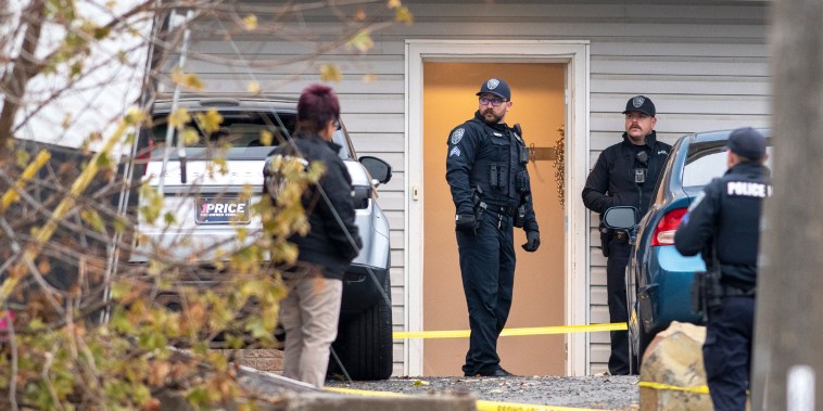 Officers investigate a homicide at an apartment complex south of the University of Idaho campus 