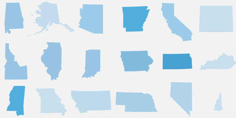 Outlines of U.S. states in blue.