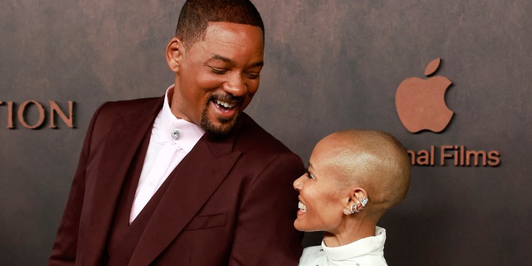 Will Smith and his wife Jada Pinkett Smith at the premiere of "Emancipation"