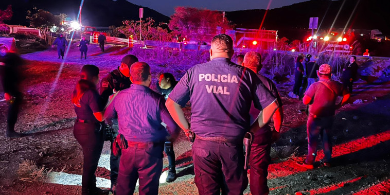 Police respond to the scene of a crash in Nayarit, Mexico, on Dec. 30, 2022.