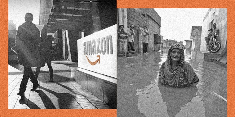 An Amazon office and flooding in Pakistan.
